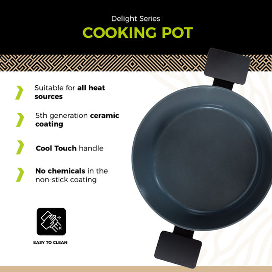 BE | LIVING Delight Serie Braadpan met Deksel – Ø 24 cm – Zwart