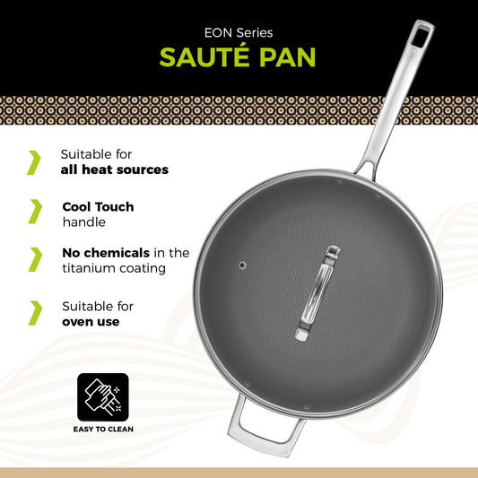 BE Living Eon Serie Sauteerpan met Deksel β 4 L / Γ 28 cm (Titanium)