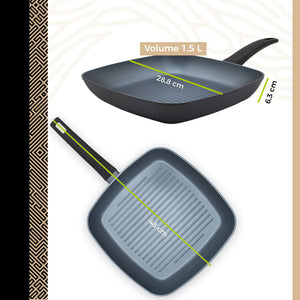 BE | LIVING Delight Serie Grillpan Ø 28 cm – Zwart