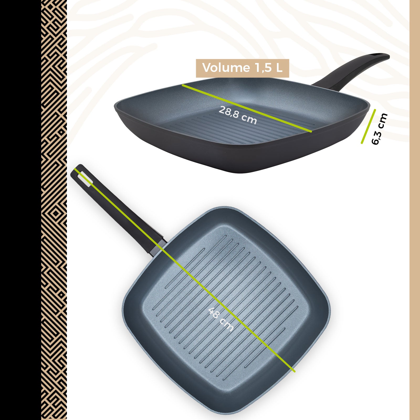 BE | LIVING Delight Serie Grillpan Ø 28 cm – Zwart