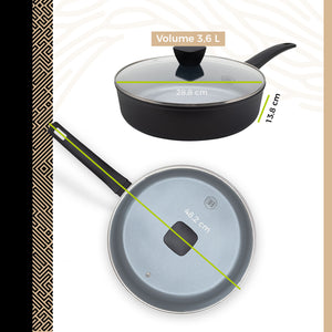 BE | LIVING Delight Serie Sauteerpan met Deksel – Ø 28 cm – Zwart