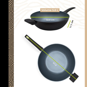 BE Living Delight Serie Wok van 6 L – Ø 32 cm – Zwart