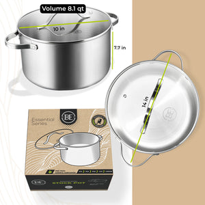 BE | LIVING Essential Serie Soeppan 26 cm (Drielaags roestvrij staal)