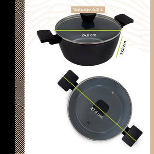 BE | LIVING Delight Serie Braadpan met Deksel – Ø 24 cm – Zwart
