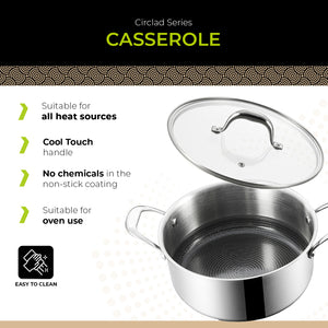 BE | LIVING CIRCLAD Serie Braadpan met Deksel 5 qt / 8,5"/ 24 cm