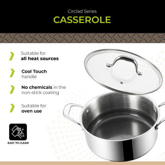 BE | LIVING CIRCLAD Serie Braadpan met Deksel 5 qt / 8,5"/ 24 cm