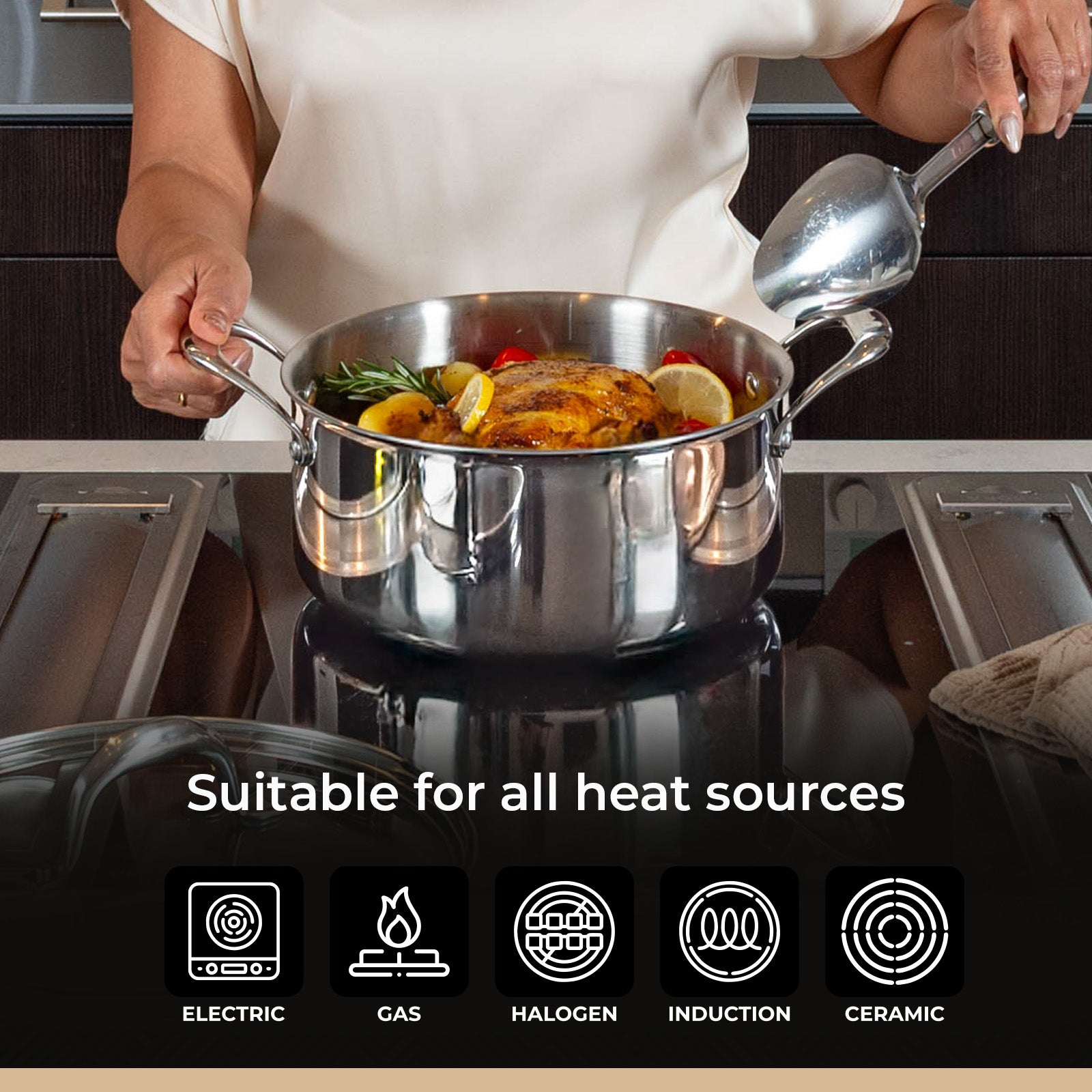 BE | LIVING CIRCLAD Serie Braadpan met Deksel 5 qt / 8,5"/ 24 cm