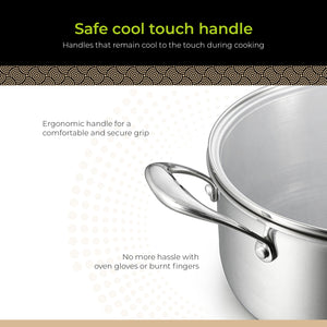 BE | LIVING CIRCLAD Serie Braadpan met Deksel 5 qt / 8,5"/ 24 cm