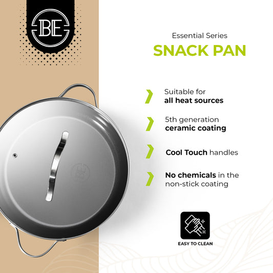 BE | LIVING Essential Serie Stainless Steel Black Hapjespan met deksel Ø 32 cm