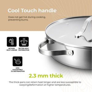 BE | LIVING Essential Serie Stainless Steel Black Hapjespan met deksel Ø 32 cm