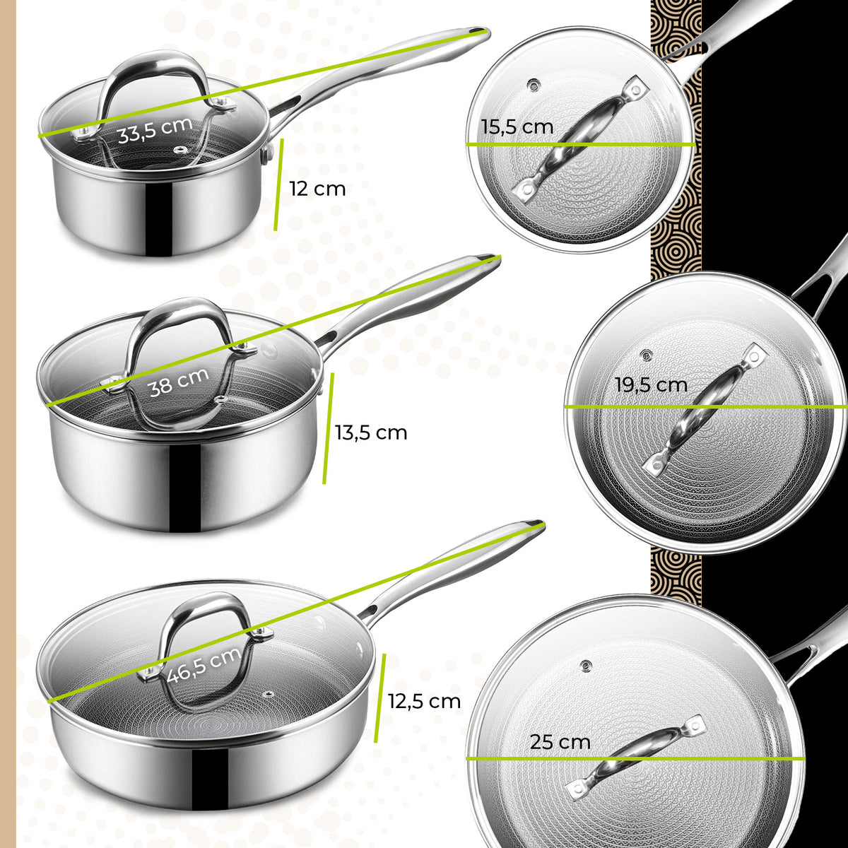 BE Living CIRCLAD Serie 12-delige Pannenset met Antiaanbaklaag