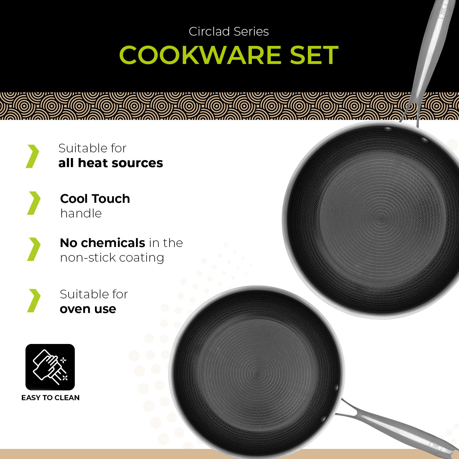 BE | LIVING CIRCLAD Serie - 2-delige Koekenpannen Set 26 cm + 30 cm
