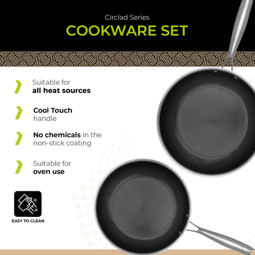 BE | LIVING CIRCLAD Serie - 2-delige Koekenpannen Set 26 cm + 30 cm