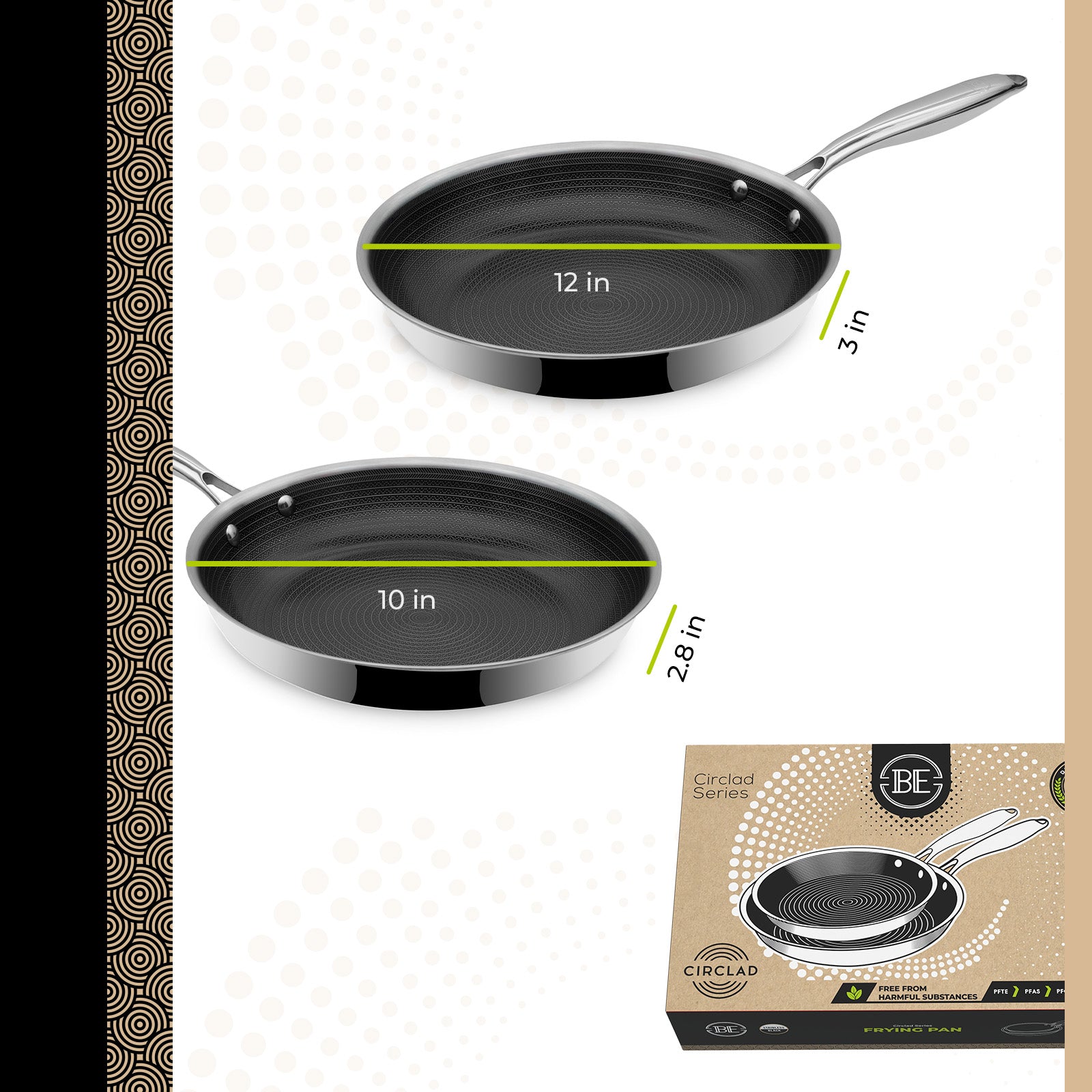 BE | LIVING CIRCLAD Serie - 2-delige Koekenpannen Set 26 cm + 30 cm