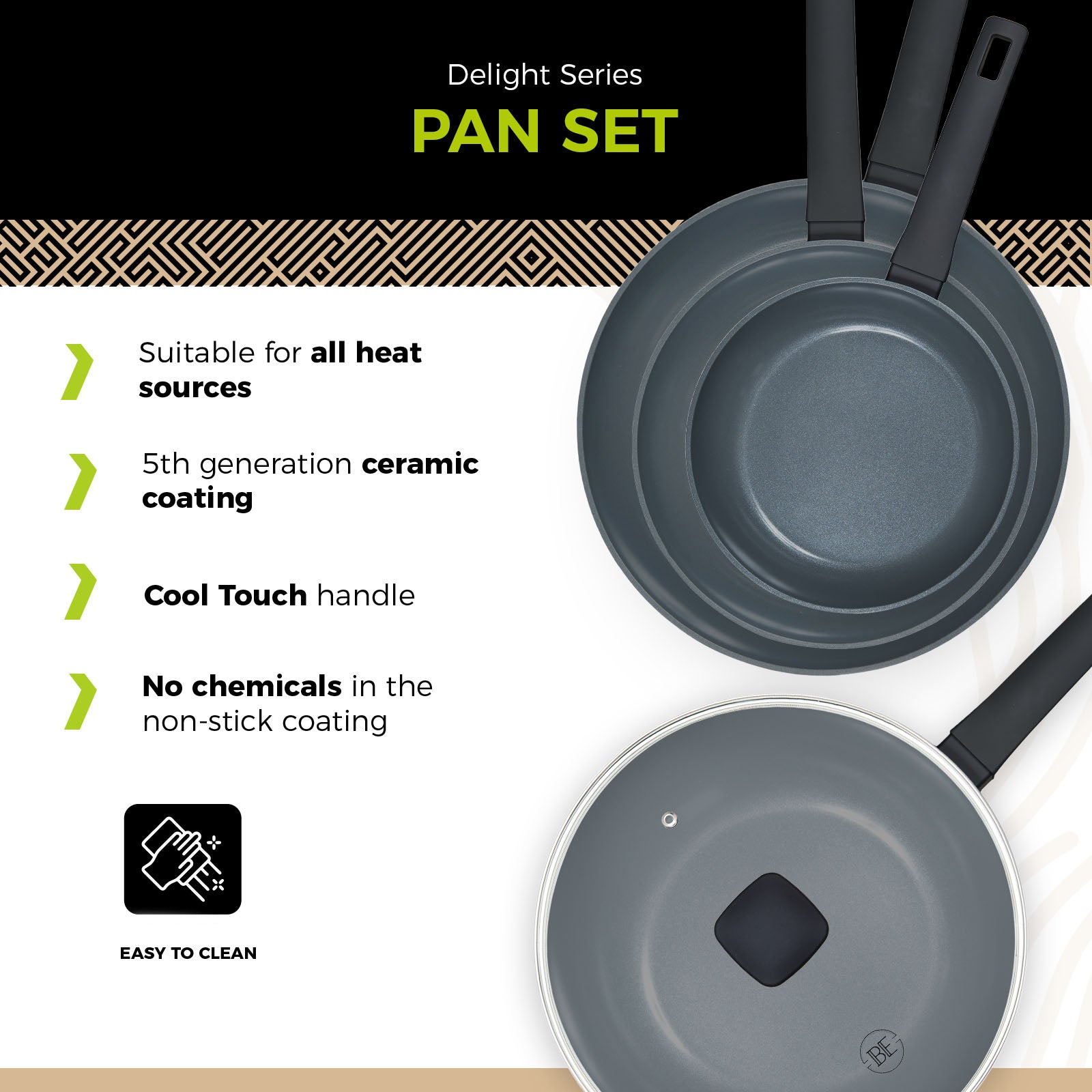 ecomposer-3pcs Frying Pan Set