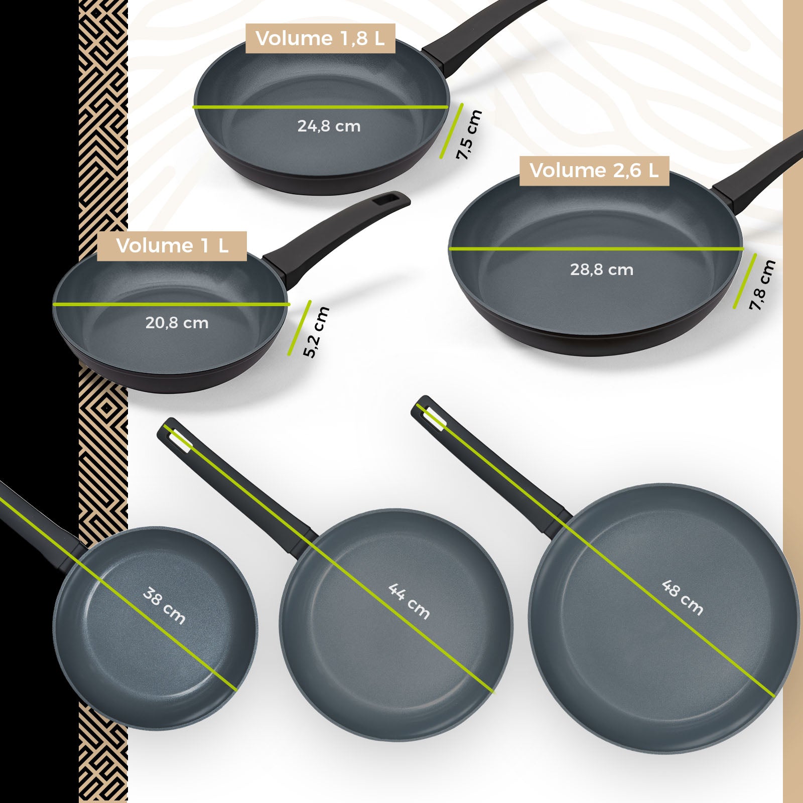 ecomposer-3pcs Frying Pan Set