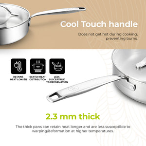 BE | LIVING Essential Serie Sauteerpan 24 cm (Drielaags roestvrij staal)