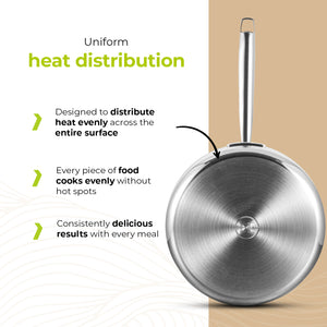 BE | LIVING Essential Serie Sauteerpan 24 cm (Drielaags roestvrij staal)