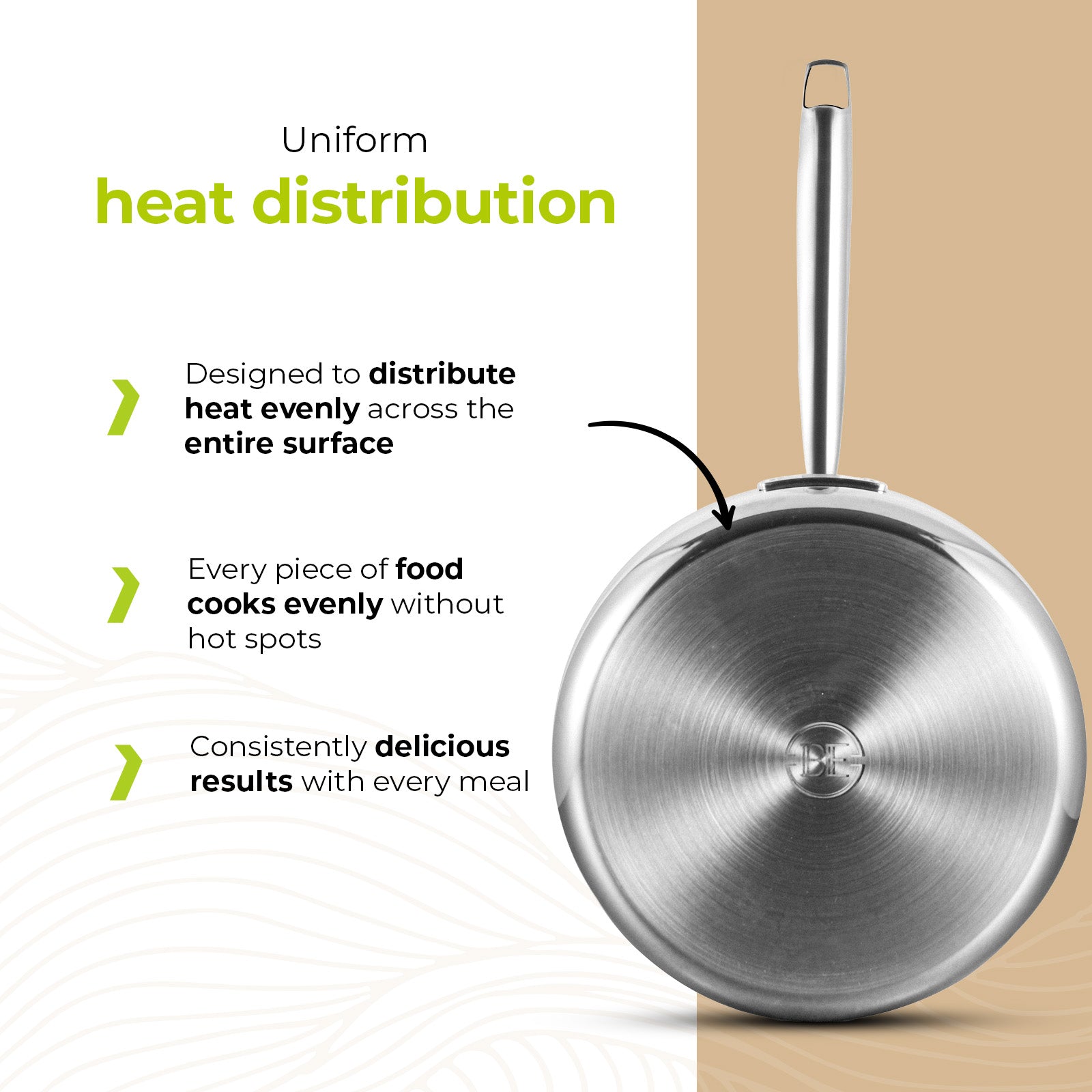 BE | LIVING Essential Serie Sauteerpan 24 cm (Drielaags roestvrij staal)