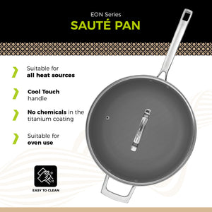BE Living Eon Serie Sauteerpan met Deksel – 4 L / Ø 28 cm (Titanium)