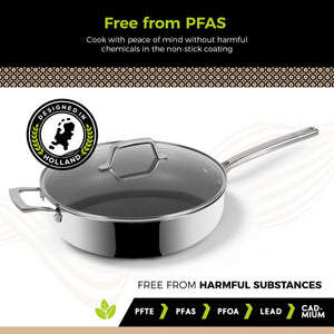 BE Living Eon Serie Sauteerpan met Deksel – 4 L / Ø 28 cm (Titanium)