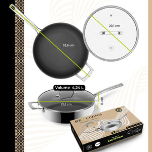 BE Living Eon Serie Sauteerpan met Deksel – 4 L / Ø 28 cm (Titanium)