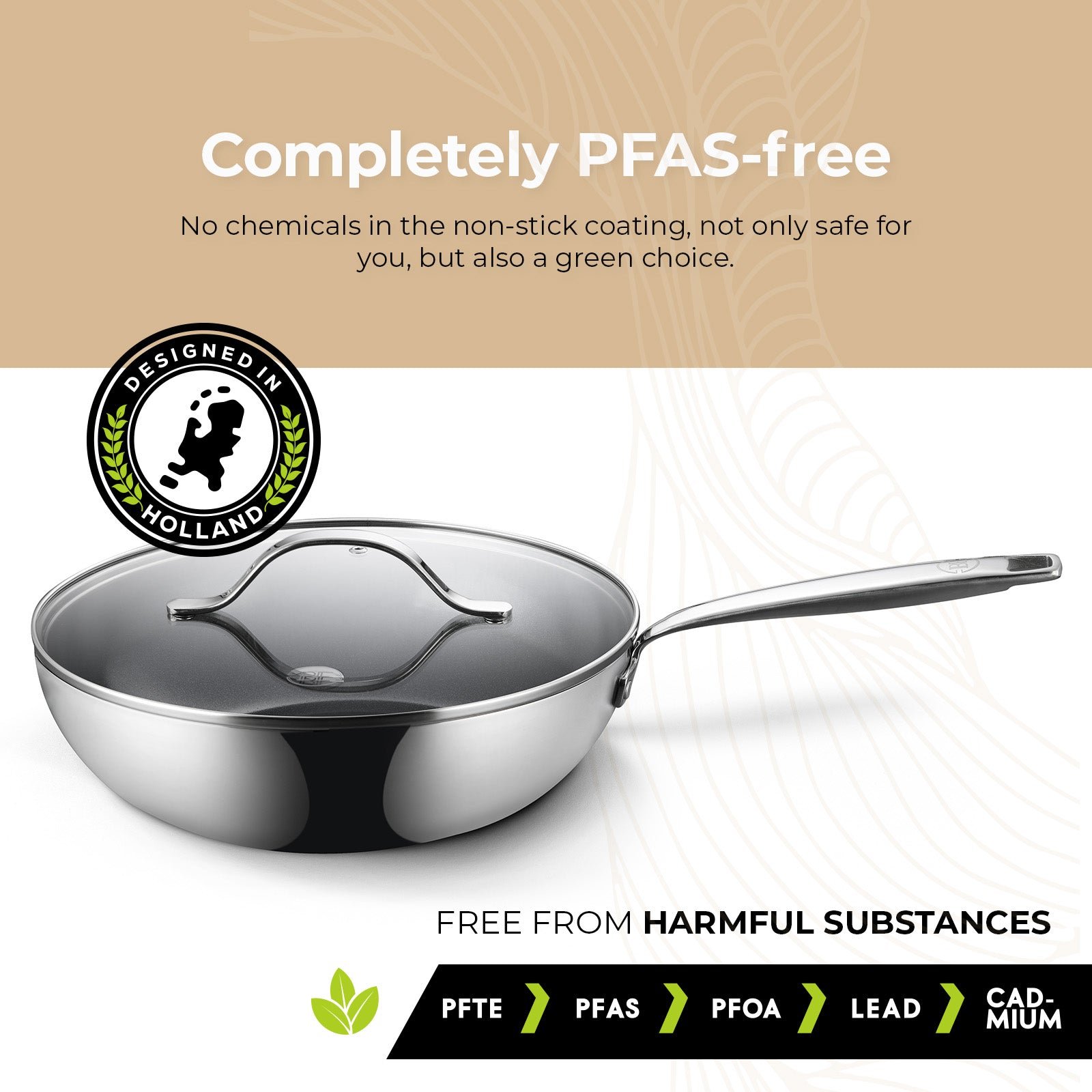 BE | LIVING Essential Serie Stainless Steel Black Wokpan met deksel Ø 28 cm