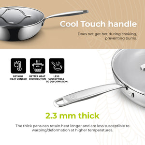 BE | LIVING Essential Serie Stainless Steel Black Wokpan met deksel Ø 28 cm