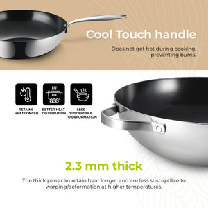 BE | LIVING Essential Serie Stainless Steel Black Wokpan Ø 32 cm