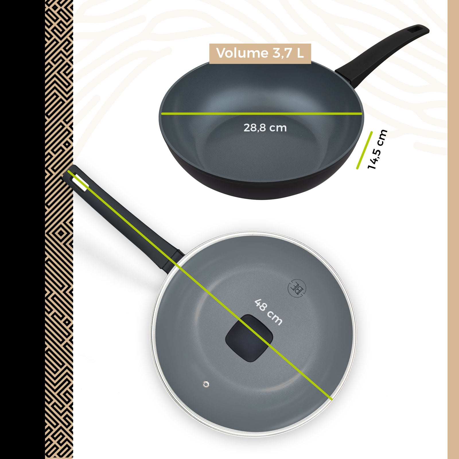 BE | LIVING Delight Serie Wok met Deksel Ø 28 cm
